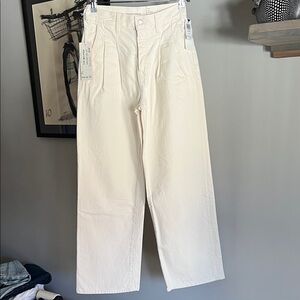 Aritzia Off-White High-Rise Wide-Leg Pants